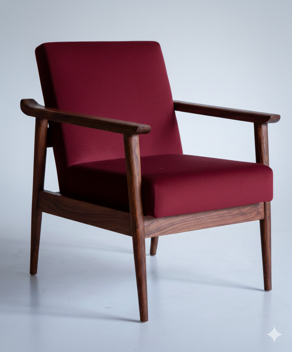 Red Classic Wooden Armchair