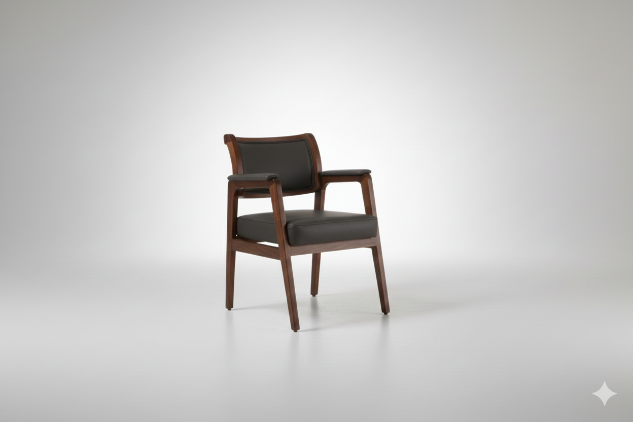 Dark Brown Wooden Armchair