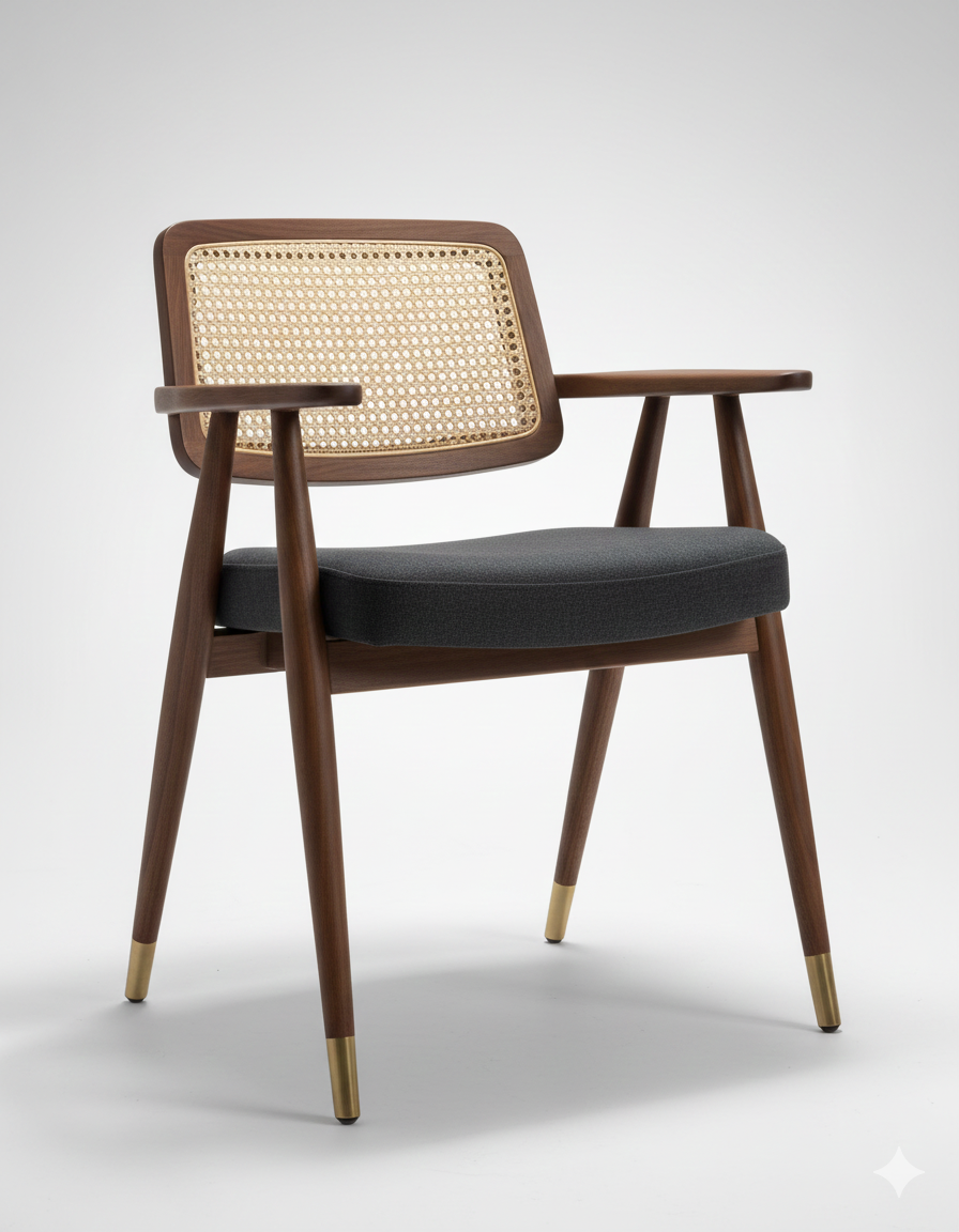 Dark Blue Wooden Armchair